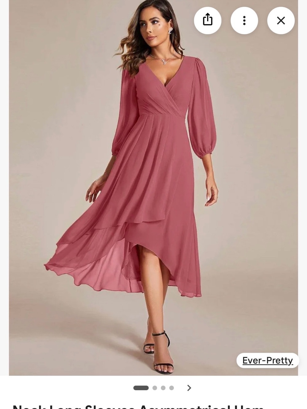 Ever Pretty Dusty Rose V-Neck High-Low Chiffon Dress
